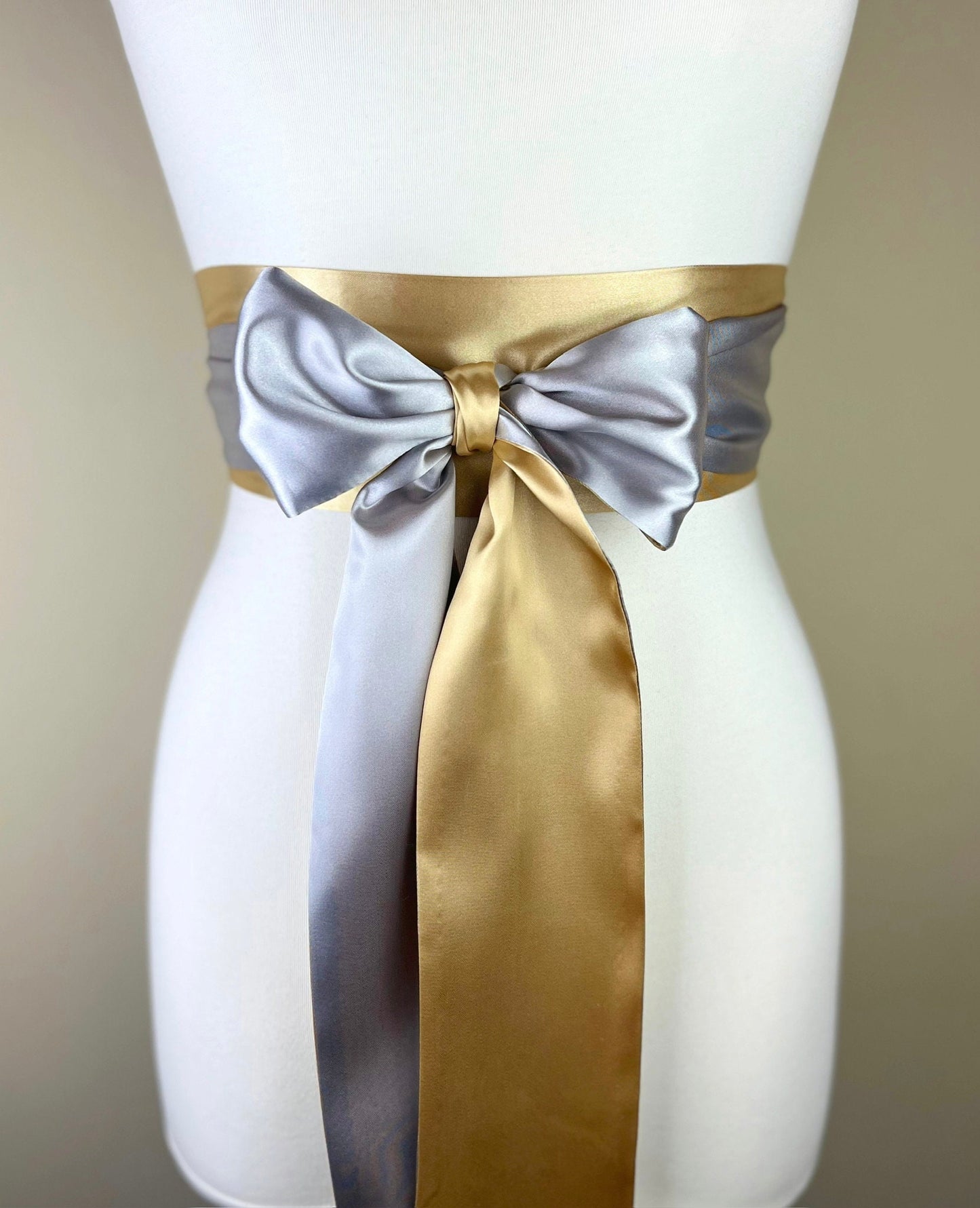 Gold & Silver Sash, Satin Sash, Silver and Gold Sash Belt, Silver Satin Sash, Gold Satin Sash, Silver Gold Wedding Dress Sash, Satin Swank