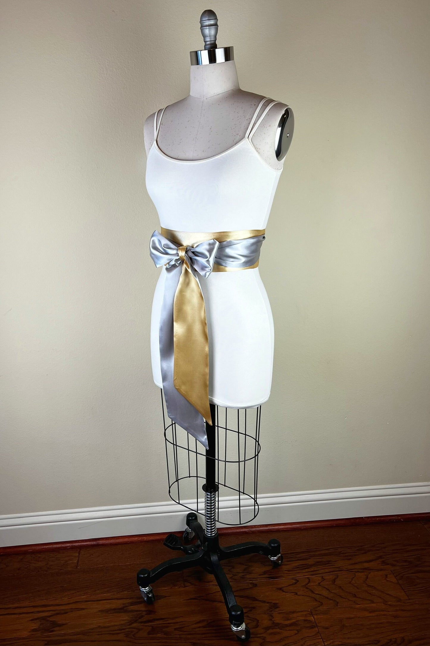 Gold & Silver Sash, Satin Sash, Silver and Gold Sash Belt, Silver Satin Sash, Gold Satin Sash, Silver Gold Wedding Dress Sash, Satin Swank