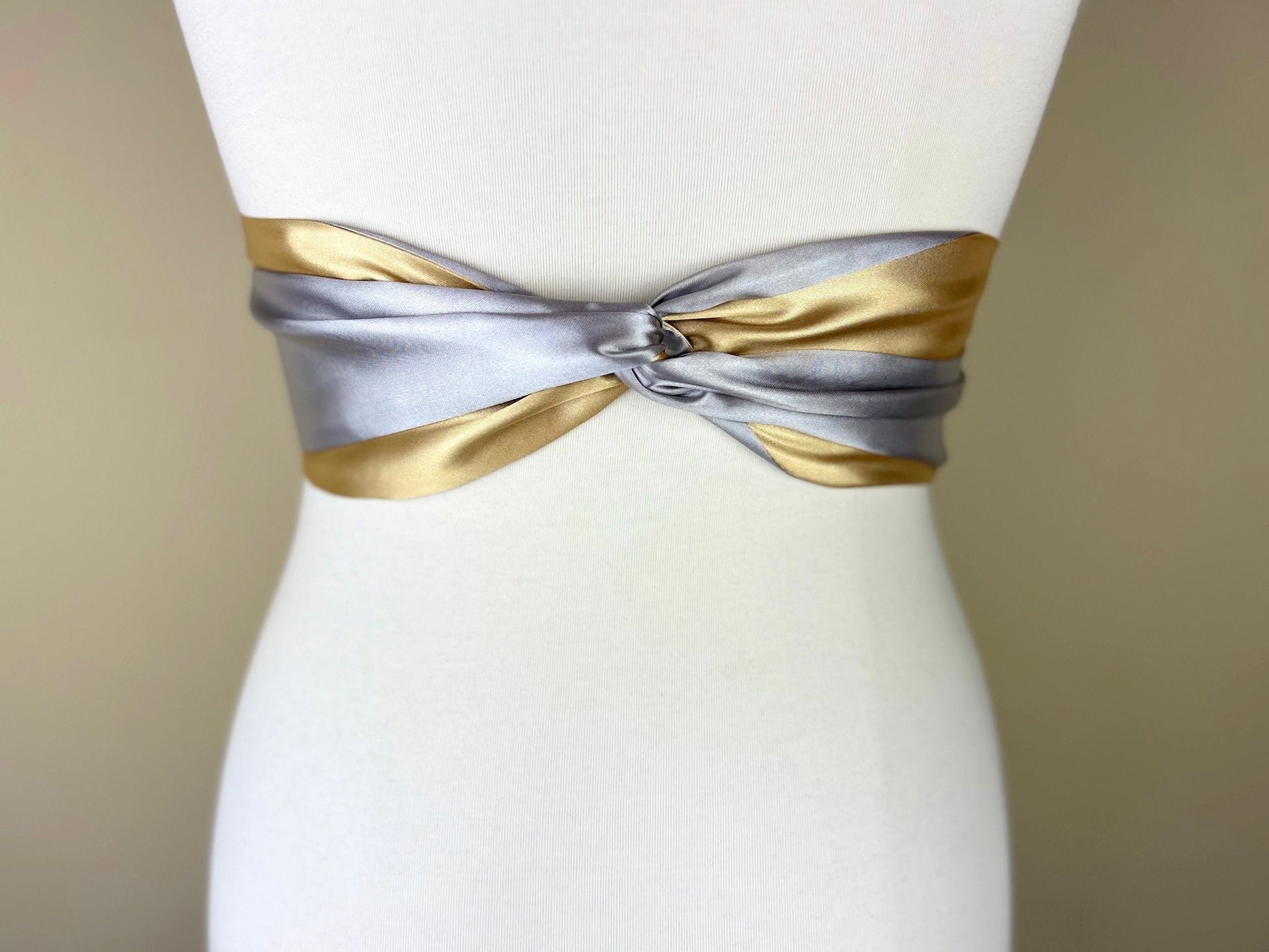 Gold & Silver Sash, Satin Sash, Silver and Gold Sash Belt, Silver Satin Sash, Gold Satin Sash, Silver Gold Wedding Dress Sash, Satin Swank