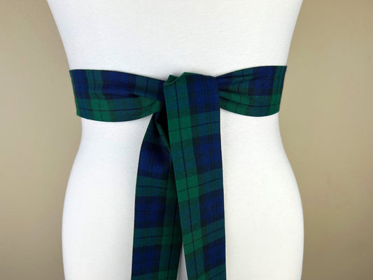Black Watch Tartan Sash, Black Watch Plaid Sash Belt, Narrow Black Watch Sash, Scottish Tartan, Burns Dinner, Burns Night, Satin Swank