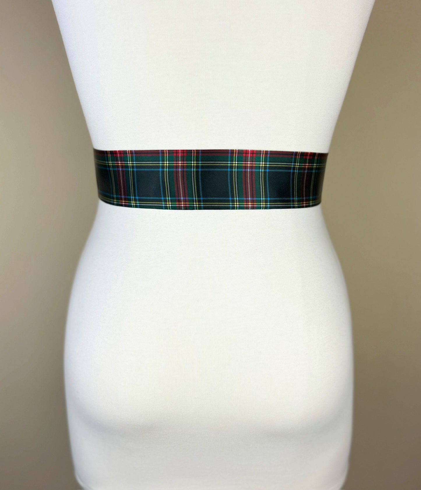 Narrow Black Royal Stewart Satin Sash, Black Plaid Sash Belt, Black Royal Stewart Tartan, Holiday Sash Belt, Black & Red Plaid, Satin Swank