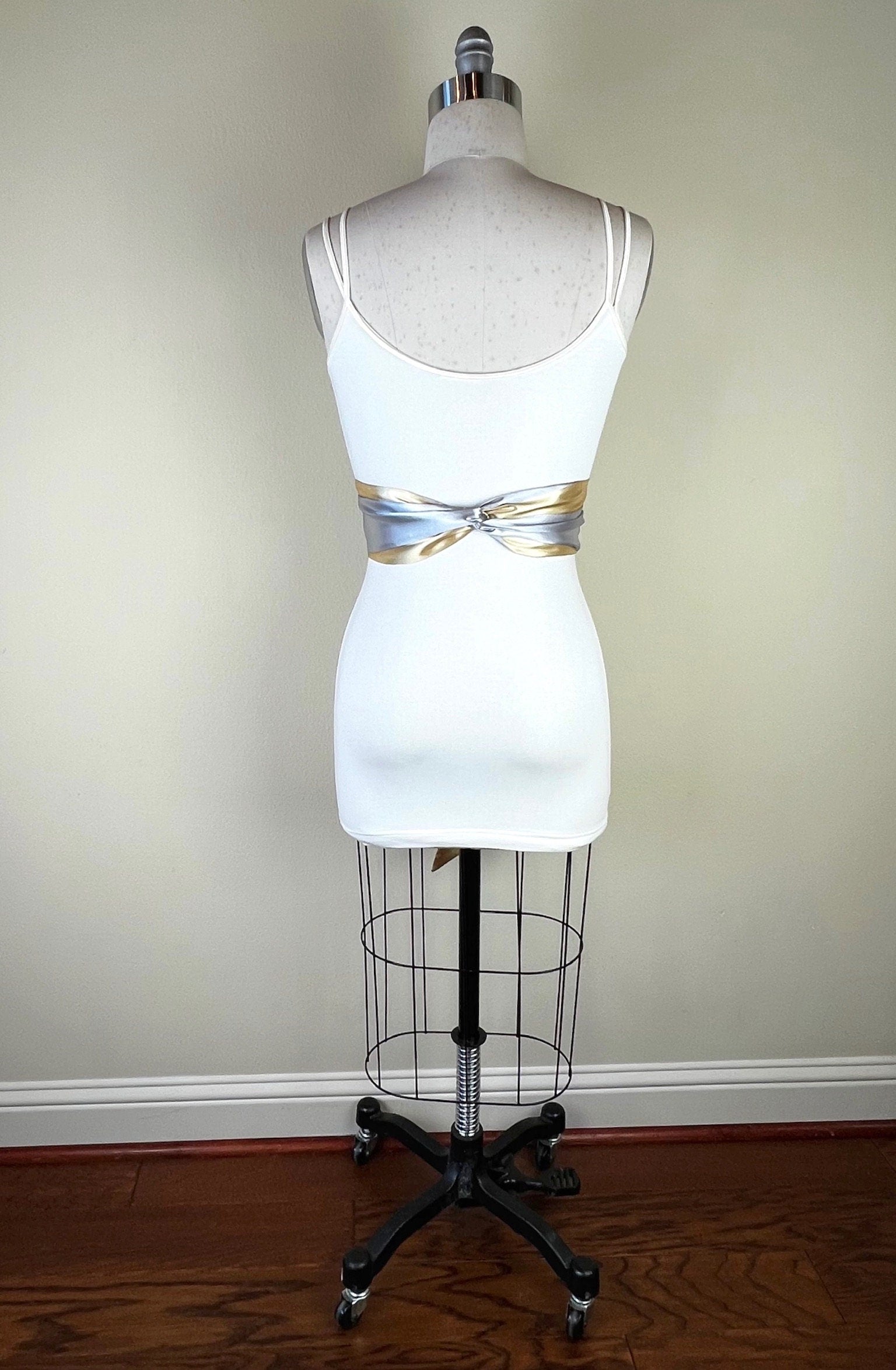 Gold & Silver Sash, Satin Sash, Silver and Gold Sash Belt, Silver Satin Sash, Gold Satin Sash, Silver Gold Wedding Dress Sash, Satin Swank