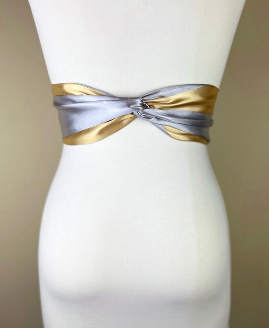 Gold & Silver Sash, Satin Sash, Silver and Gold Sash Belt, Silver Satin Sash, Gold Satin Sash, Silver Gold Wedding Dress Sash, Satin Swank