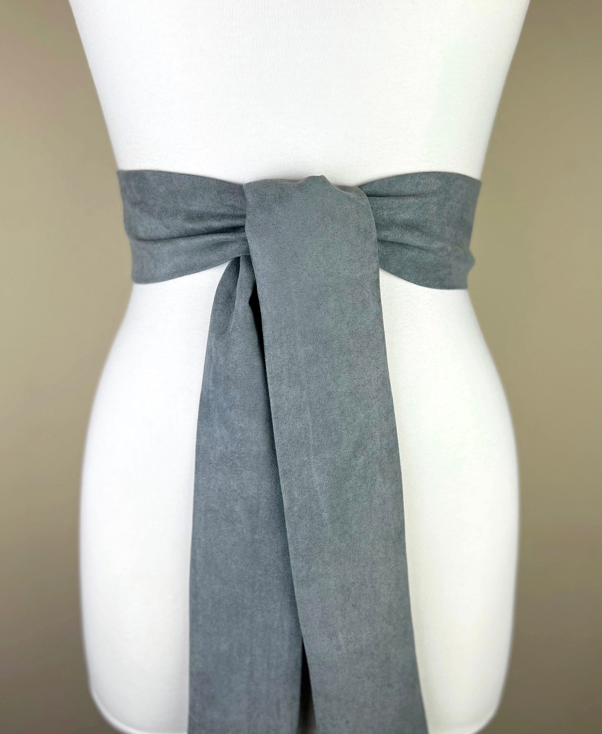 Ultra Suede® Sash in Smoke Gray, Gray Micro Suede Sash, Gray Suede Cloth Sash Belt, Suede Accessories, Gray Ultra Suede Belt, Satin Swank
