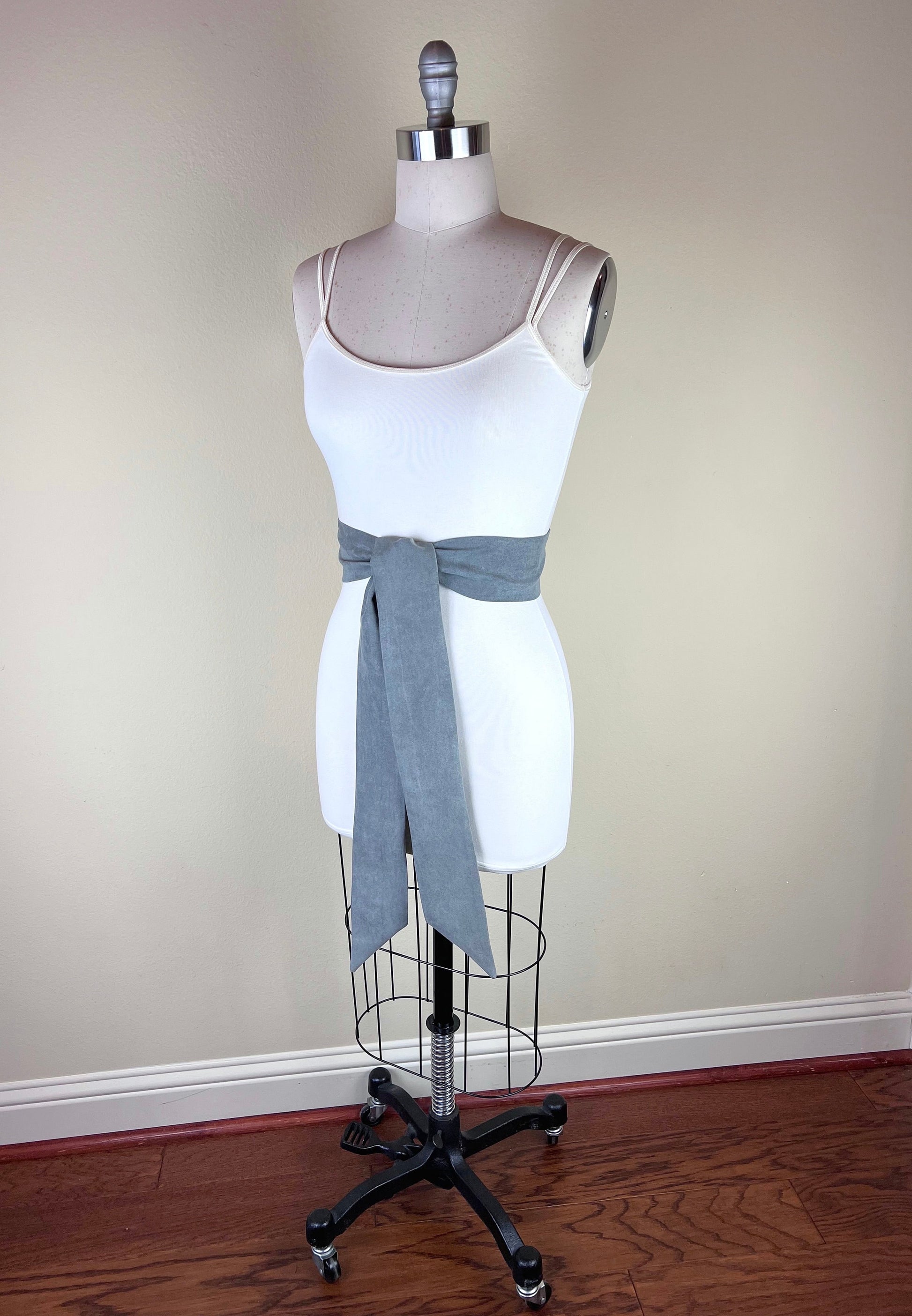 Ultra Suede® Sash in Smoke Gray, Gray Micro Suede Sash, Gray Suede Cloth Sash Belt, Suede Accessories, Gray Ultra Suede Belt, Satin Swank