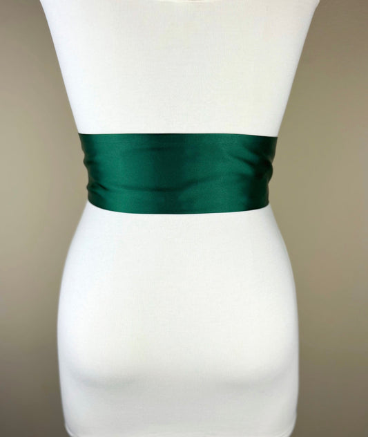 Wide Hunter Green Sash Belt, Hunter Satin Sash Belt, Hunter Green Wedding Sash, Hunter Bridesmaid Sash, Wedding Dress Sash, Satin Swank