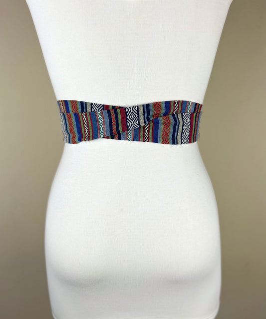 Aztec Sash, Tribal Sash, Woven Ethnic Print Sash, Native American Belt, Boho Accessories, Festival Print Waist Sash, Wrap Belt, Satin Swank