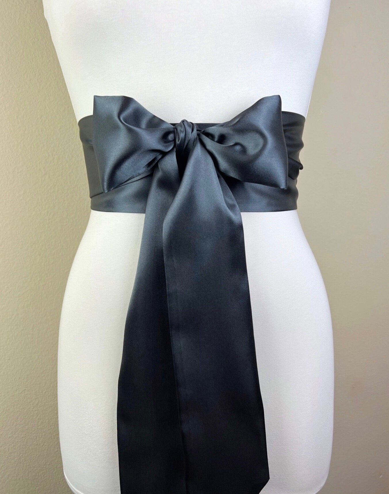 Charcoal Gray Sash, Dark Gray Satin Sash, Extra Long Sash, Formal Dress Sash, Satin Sash Belt, Bridesmaid Wedding Dress Sash, Satin Swank