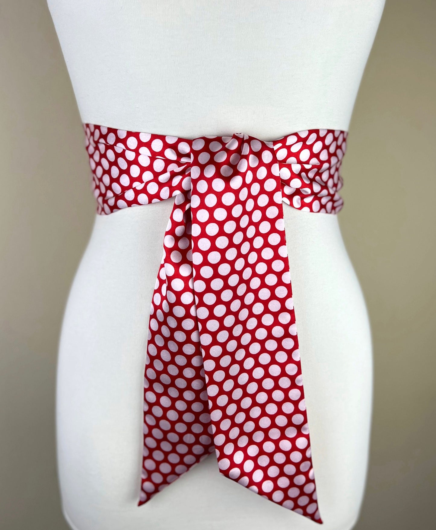 Red & White Polka Dot Sash Belt, Wide Red and White Sash, Red Polka Dot Belt, Satin Sash, Red Dress Sash, Polka Dot Satin Sash, Satin Swank