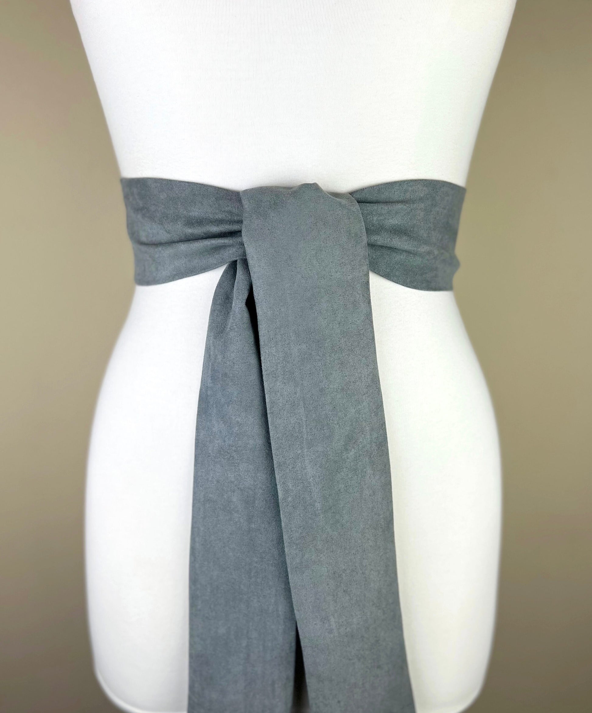 Ultra Suede® Sash in Smoke Gray, Gray Micro Suede Sash, Gray Suede Cloth Sash Belt, Suede Accessories, Gray Ultra Suede Belt, Satin Swank