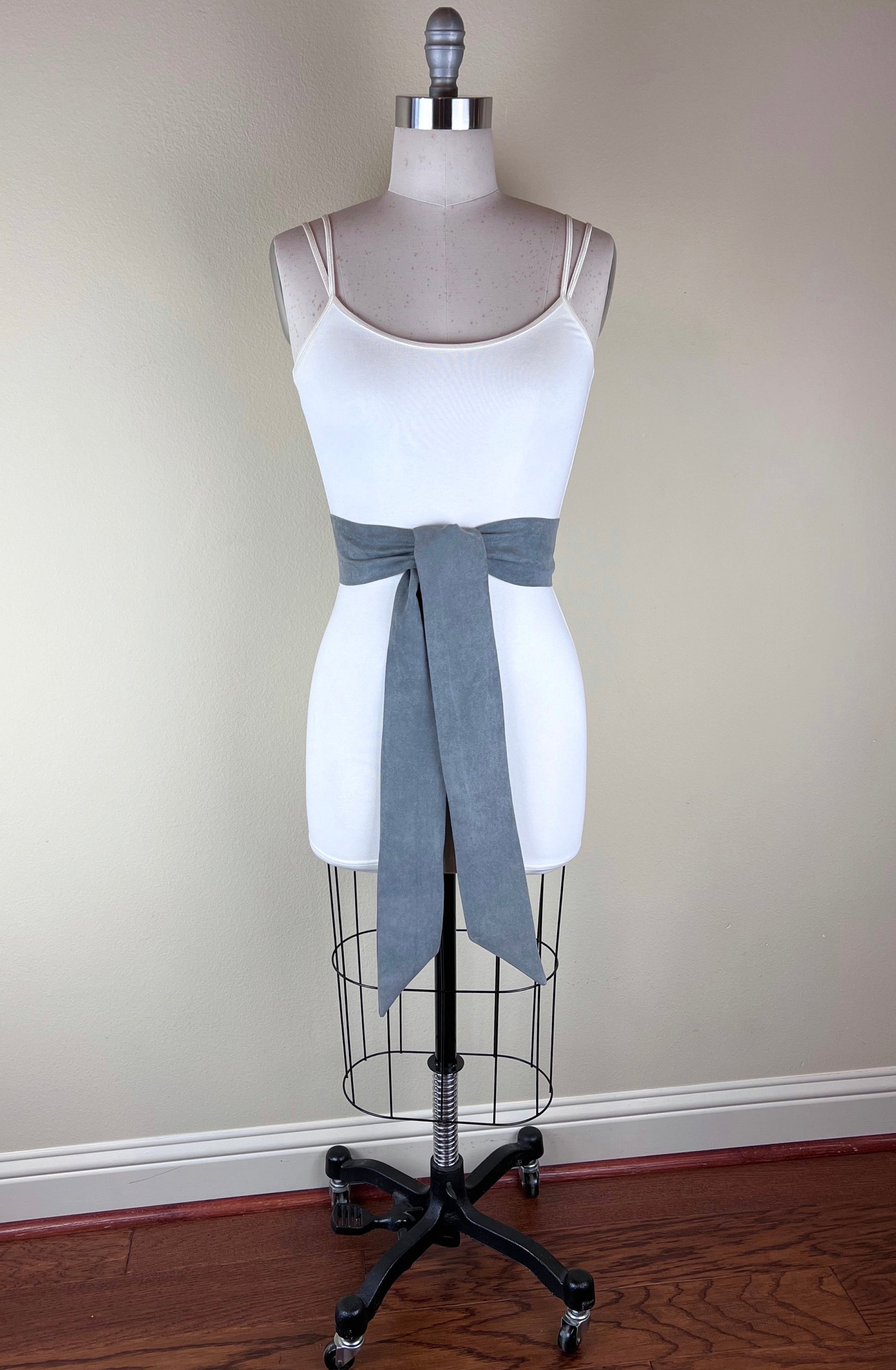 Ultra Suede® Sash in Smoke Gray, Gray Micro Suede Sash, Gray Suede Cloth Sash Belt, Suede Accessories, Gray Ultra Suede Belt, Satin Swank