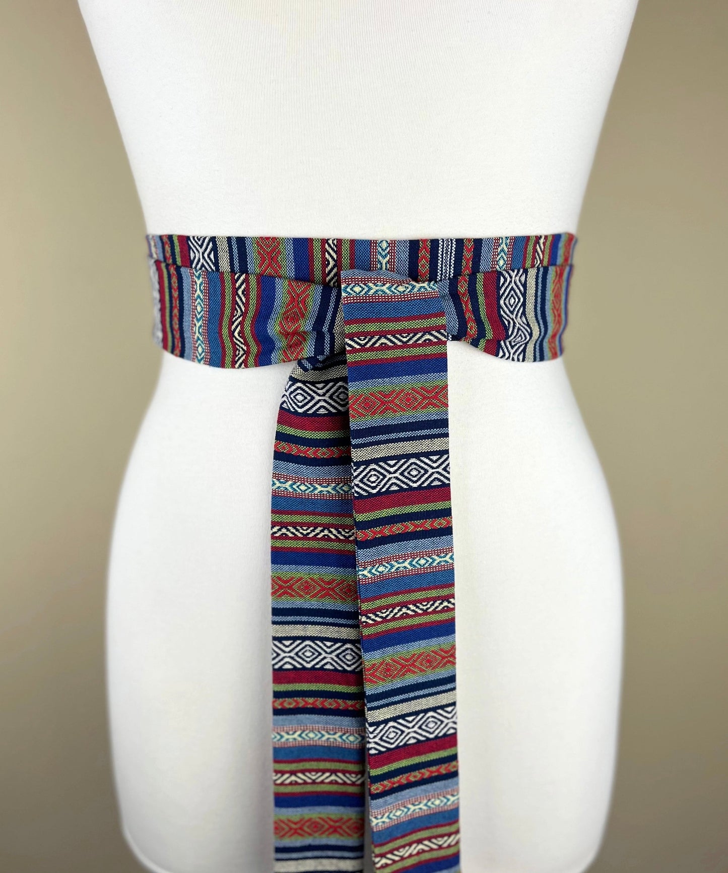 Aztec Sash, Tribal Sash, Woven Ethnic Print Sash, Native American Belt, Boho Accessories, Festival Print Waist Sash, Wrap Belt, Satin Swank