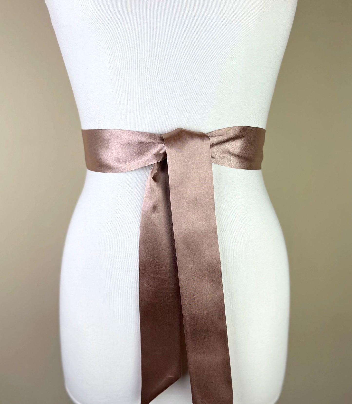 Narrow Taupe Sash, Taupe Satin Sash Belt, Deep Beige Sash, Cappuccino Satin Wedding Dress Sash, Bridal Sash, Bridesmaid Sash, Satin Swank