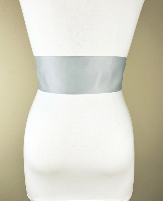 Wide Gray Sash in Matte Satin, Pale Gray Sash Belt, Gray Matte Satin Sash, Fabric Belt, Dress Sash, Wide Sash Belt, Waist Tie, Satin Swank