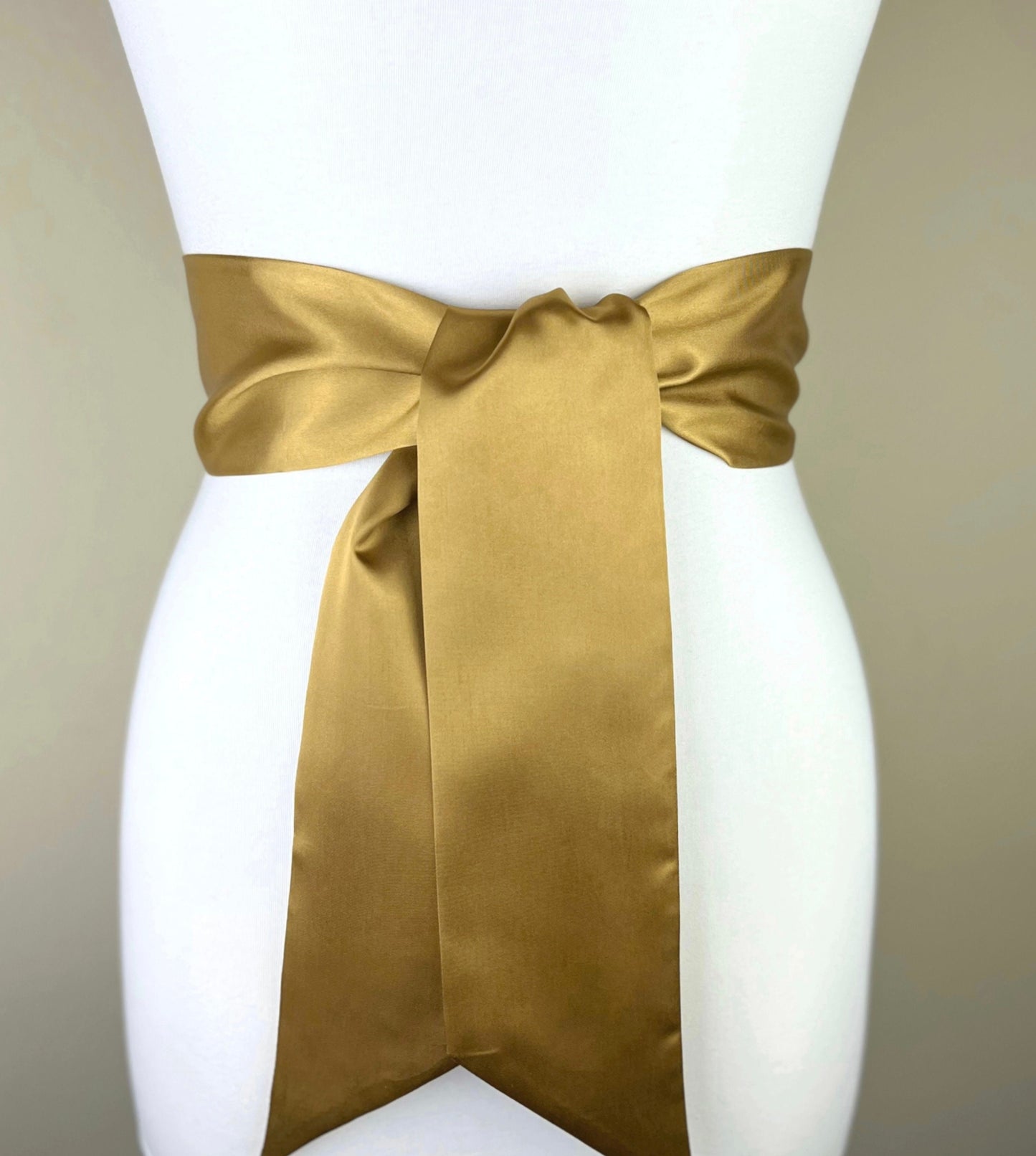 Wide Antique Gold Satin Sash, Dark Gold Sash Belt, Gold Wrap Belt, Deep Gold Wedding Sash, Bridal Sash, Gold Satin Bow Belt, Satin Swank