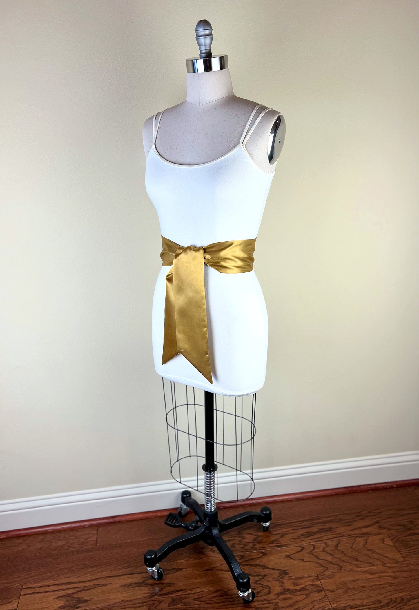 Wide Antique Gold Satin Sash, Dark Gold Sash Belt, Gold Wrap Belt, Deep Gold Wedding Sash, Bridal Sash, Gold Satin Bow Belt, Satin Swank