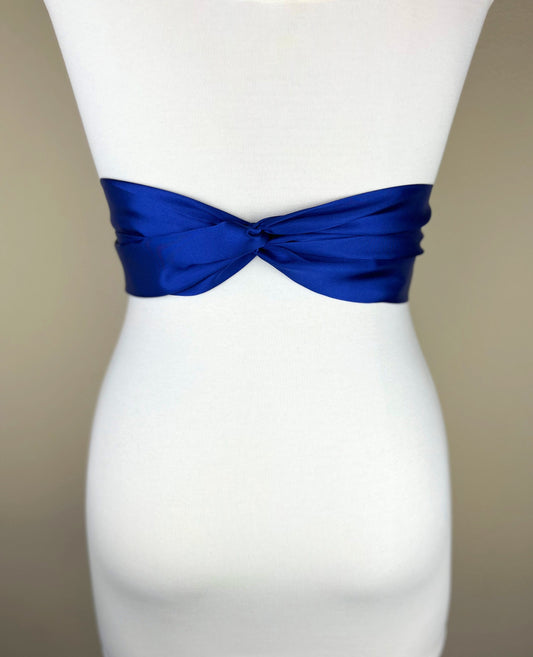 Cobalt Satin Sash, Cobalt Blue Sash, Bridal Sash, Blue Wedding Dress Sash, Dark Royal Blue Dress Sash, Cobalt Wedding Gown Sash, Satin Swank