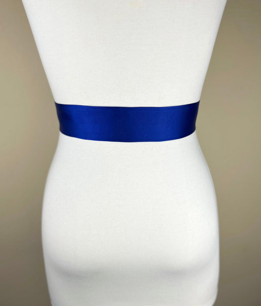 Cobalt Blue Satin Sash, Deep Blue Sash Belt, Dark Royal Satin Sash, Bridal Sash, Blue Wedding Dress Sash, Wedding Gown Sash, Satin Swank
