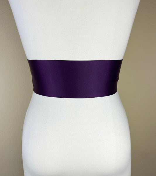 Plum Satin Sash, Plum Sash Belt, Wide Plum Wedding Dress Sash, Eggplant Sash, Dark Plum Bridal Sash Belt, Plum Bridesmaid Sash, Satin Swank