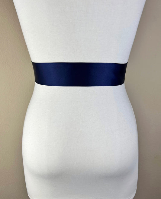 Narrow Navy Sash, Navy Satin Sash, Navy Blue Sash, Navy Sash Belt, Bridesmaid Sash, Navy Wedding Dress Sash, Bridal Sash, Satin Swank