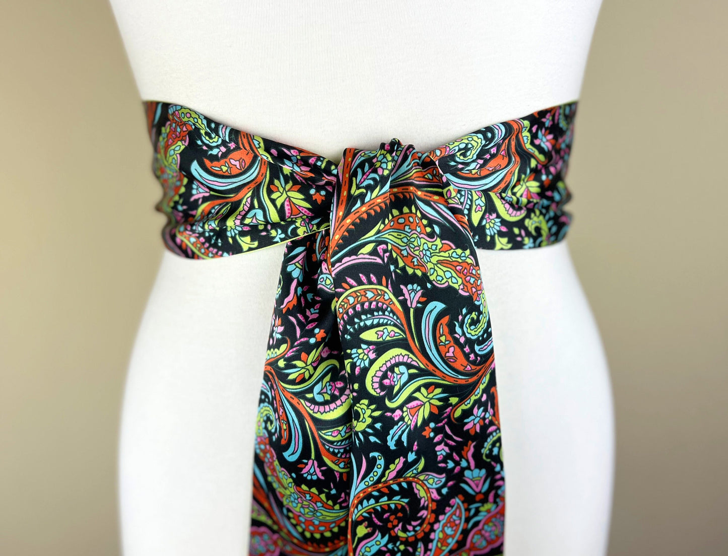 Wide Black Floral Sash, Black Satin Sash, Flourish Print Sash, Black Dress Sash, Floral Print Sash, Floral Satin Sash Belt, Satin Swank