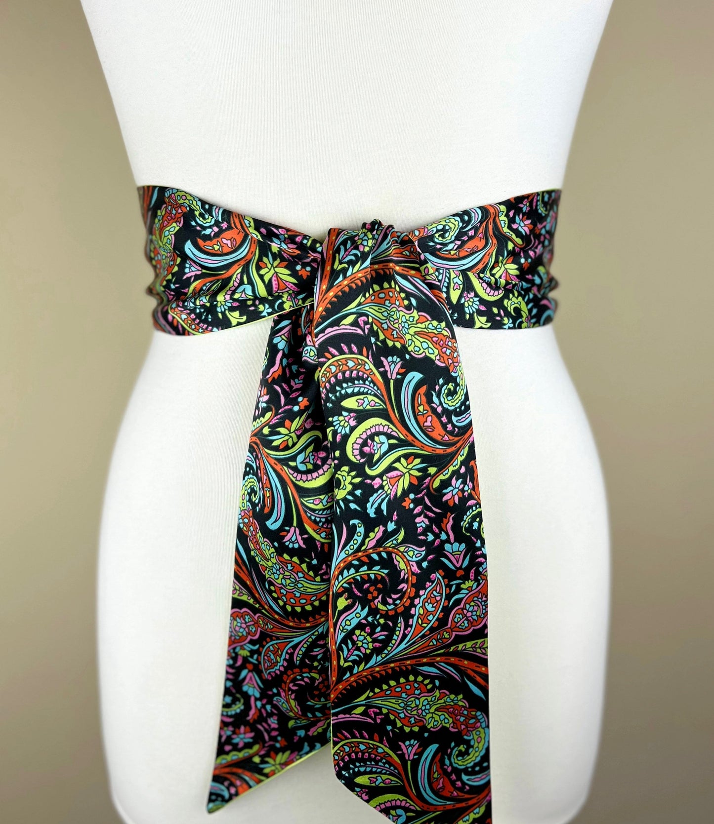 Wide Black Floral Sash, Black Satin Sash, Flourish Print Sash, Black Dress Sash, Floral Print Sash, Floral Satin Sash Belt, Satin Swank