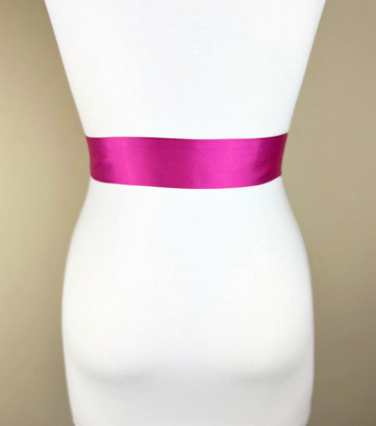 Narrow Hot Pink Satin Sash, Hot Pink Sash Belt, Pink Dress Sash, Hot Pink Dress Sash, Pink Belt, Pink Wedding Accessories, Satin Swank