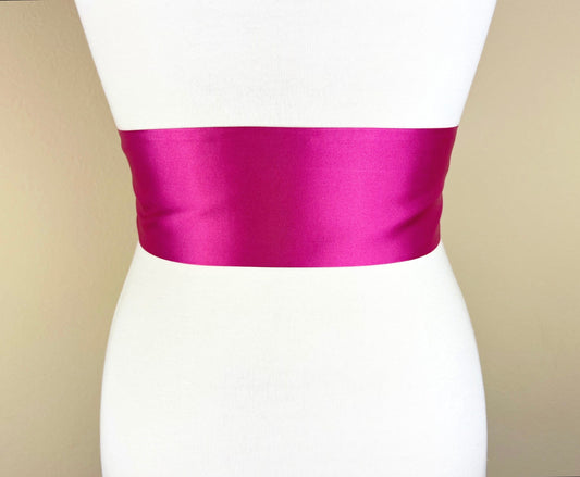 Wide Hot Pink Satin Sash, Hot Pink Sash Belt, Hot Pink Dress Sash, Dark Pink Sash Belt, Hot Pink Belt, Pink Wedding Accessories, Satin Swank