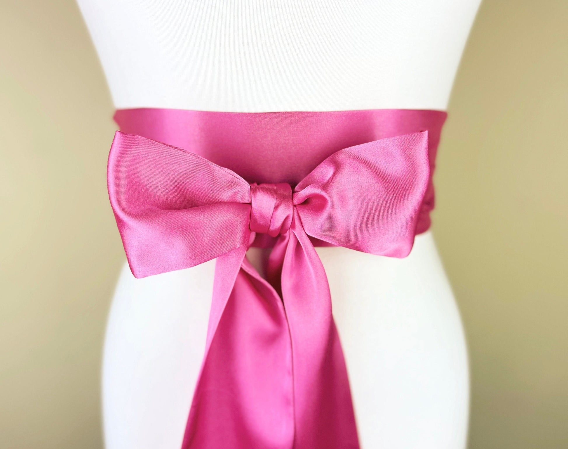 Azalea Pink Sash, Deep Pink Satin Sash, Extra Long Sash Belt, Obi Sash, Dark Pink Wedding Dress Sash, Pink Bridesmaid Sash, Satin Swank
