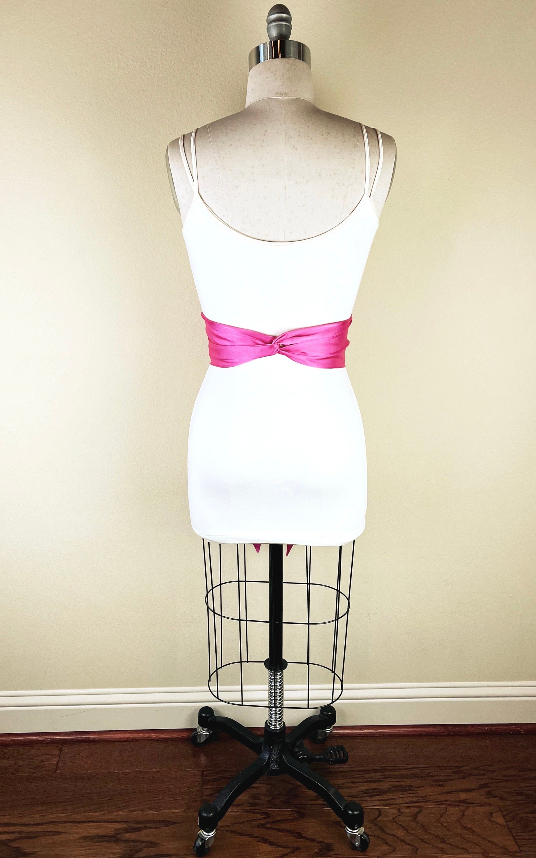 Azalea Pink Sash, Deep Pink Satin Sash, Extra Long Sash Belt, Obi Sash, Dark Pink Wedding Dress Sash, Pink Bridesmaid Sash, Satin Swank