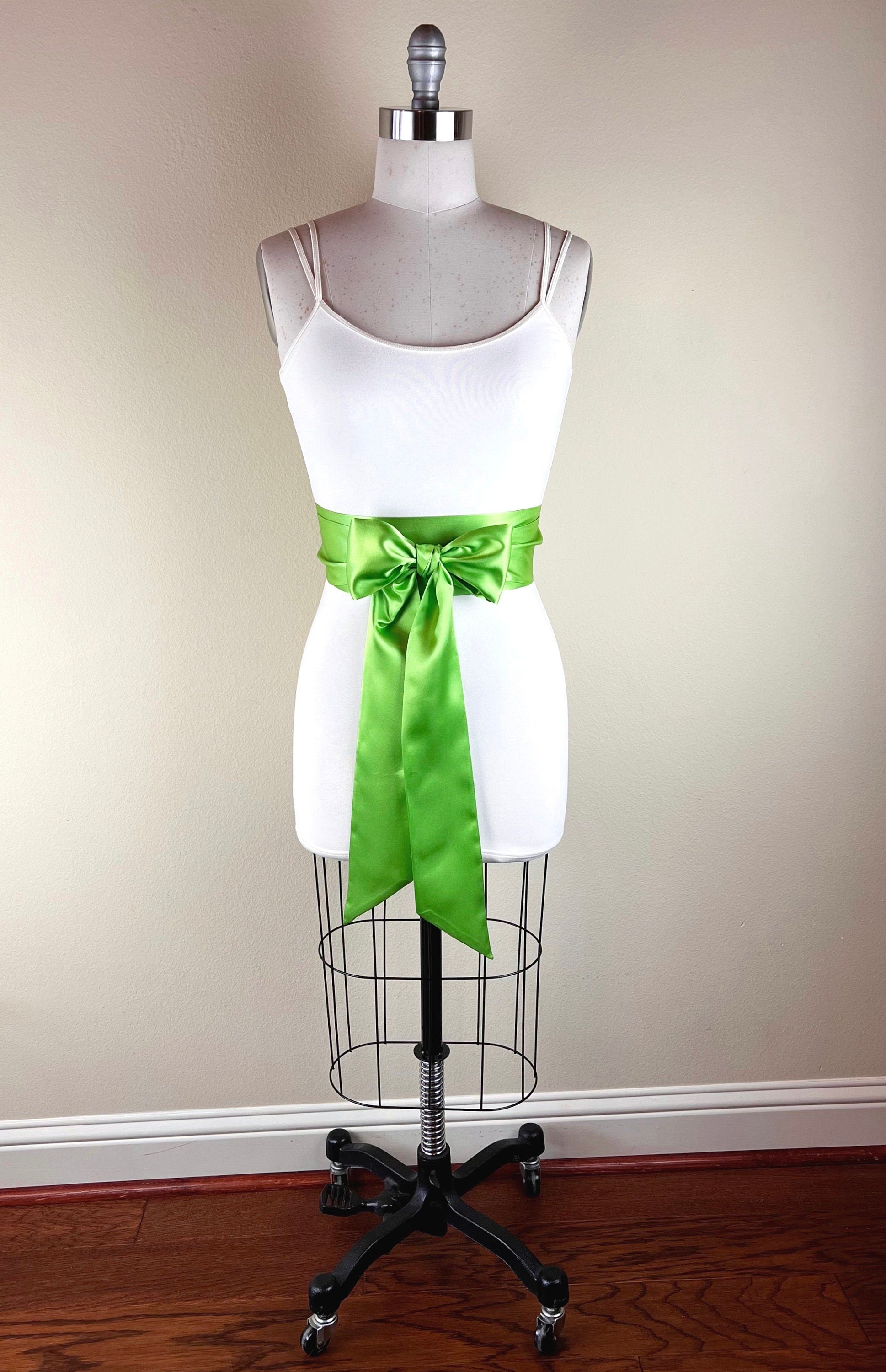 Key Lime Sash, Lime Satin Sash, Lime Green Satin Sash Belt, Bright Green Satin Sash Belt, Obi Wrap, Wedding Sash, Bridal Sash, Satin Swank
