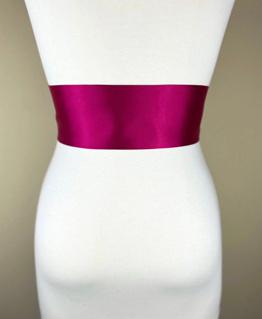 Wide Magenta Satin Sash, Magenta Sash Belt, Magenta Wedding Sash, Bridesmaid Sash, Flower Girl Sash, Fabric Sash Belt, Satin Swank