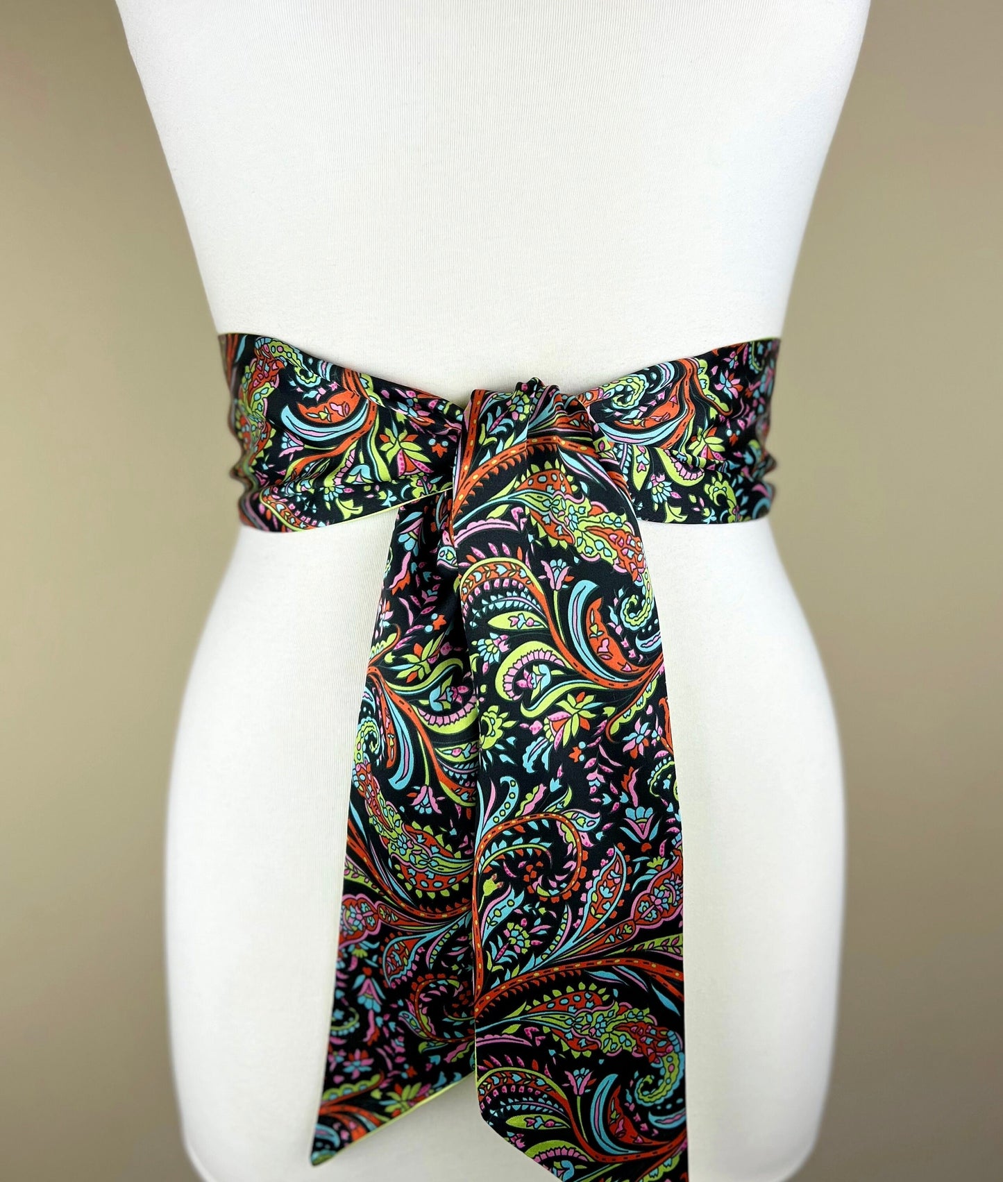 Wide Black Floral Sash, Black Satin Sash, Flourish Print Sash, Black Dress Sash, Floral Print Sash, Floral Satin Sash Belt, Satin Swank