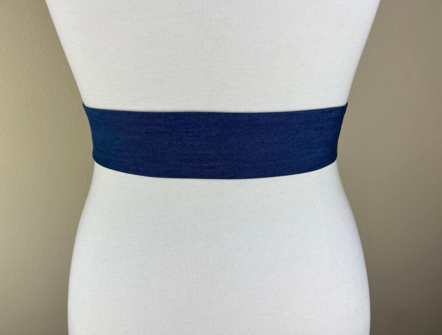 Narrow Denim Sash, Medium Wash Denim Sash, Denim Belt, Denim Accessories, Indigo Sash Belt, Indigo Accessories, Denim Belt, Satin Swank