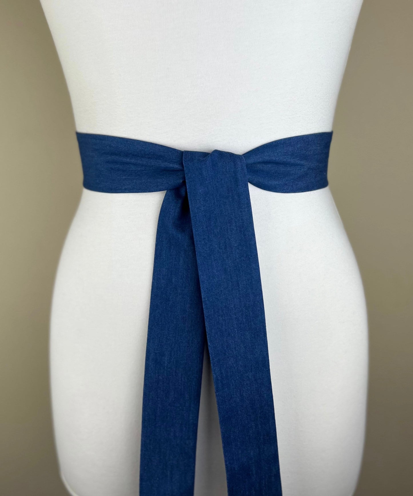Narrow Denim Sash, Medium Wash Denim Sash, Denim Belt, Denim Accessories, Indigo Sash Belt, Indigo Accessories, Denim Belt, Satin Swank