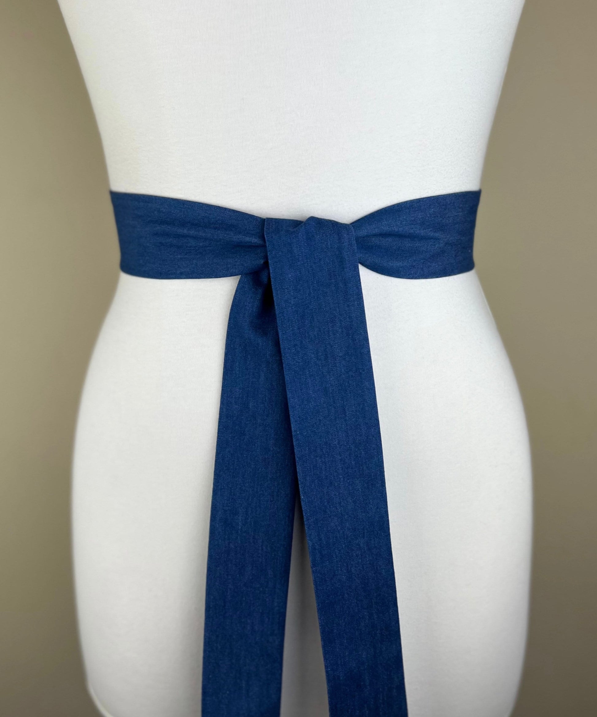 Narrow Denim Sash, Medium Wash Denim Sash, Denim Belt, Denim Accessories, Indigo Sash Belt, Indigo Accessories, Denim Belt, Satin Swank