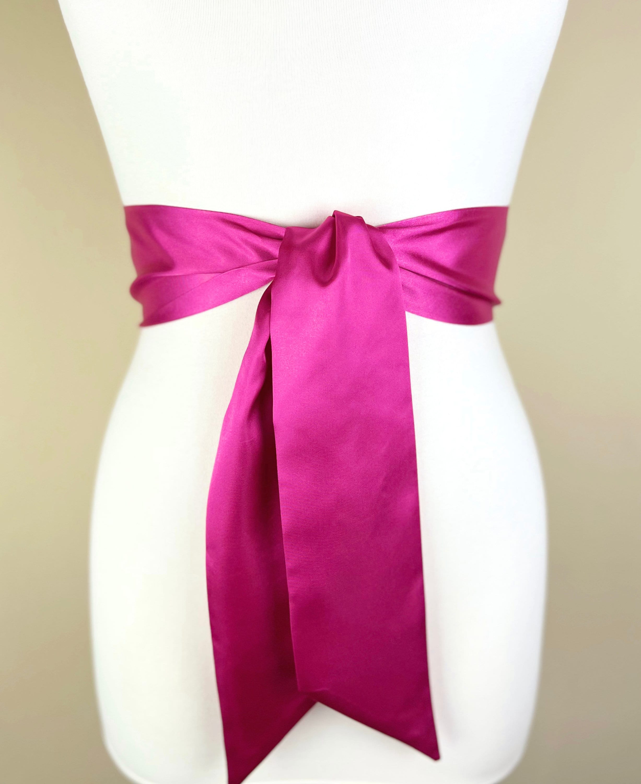 Wide Hot Pink Satin Sash Belt by Satin Swank®