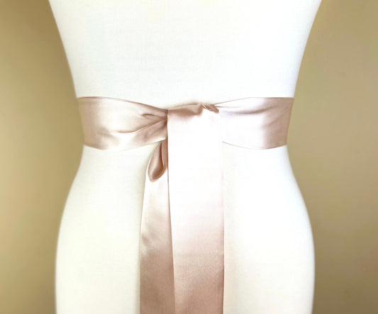 Narrow Champagne Sash, Champagne Satin Sash, Champagne Beige Sash Belt, Bridesmaid Sash, Champagne Wedding Sash, Bridal Sash, Satin Swank