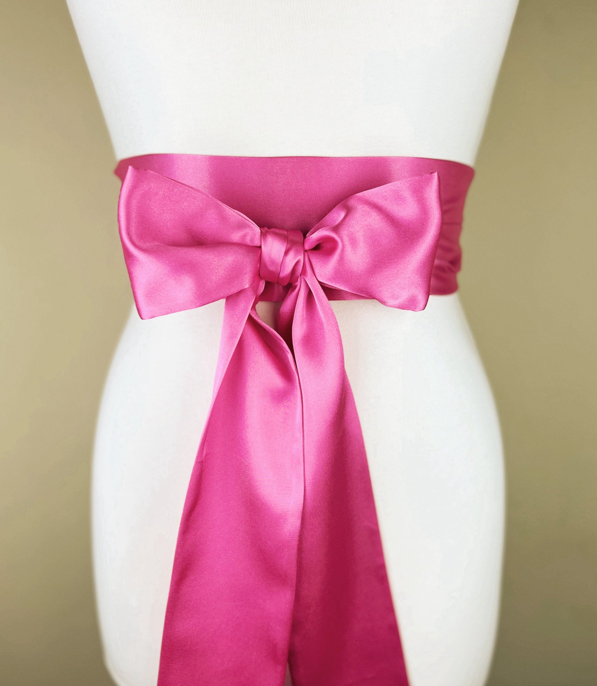 Azalea Pink Sash, Deep Pink Satin Sash, Extra Long Sash Belt, Obi Sash, Dark Pink Wedding Dress Sash, Pink Bridesmaid Sash, Satin Swank