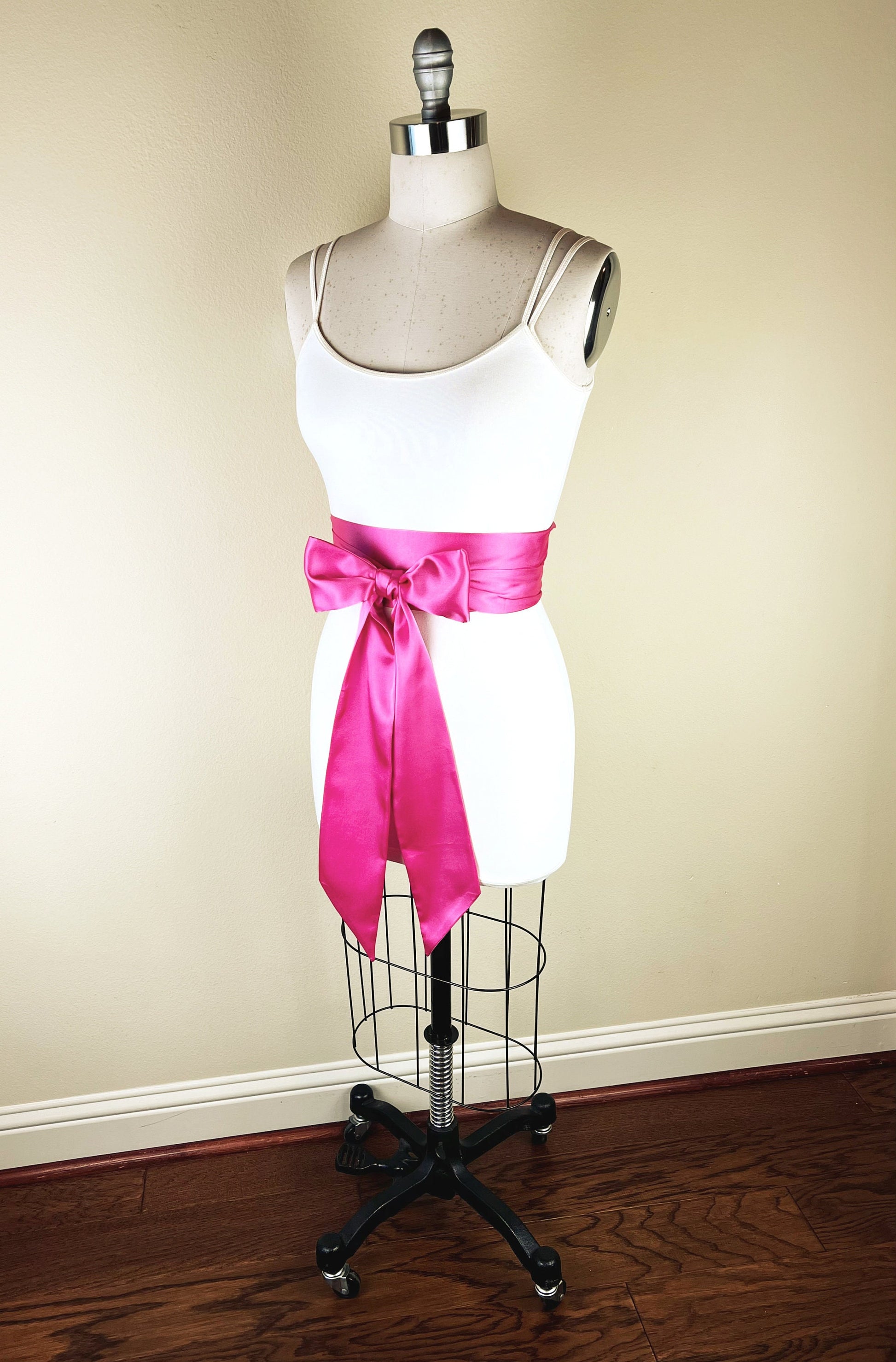 Azalea Pink Sash, Deep Pink Satin Sash, Extra Long Sash Belt, Obi Sash, Dark Pink Wedding Dress Sash, Pink Bridesmaid Sash, Satin Swank