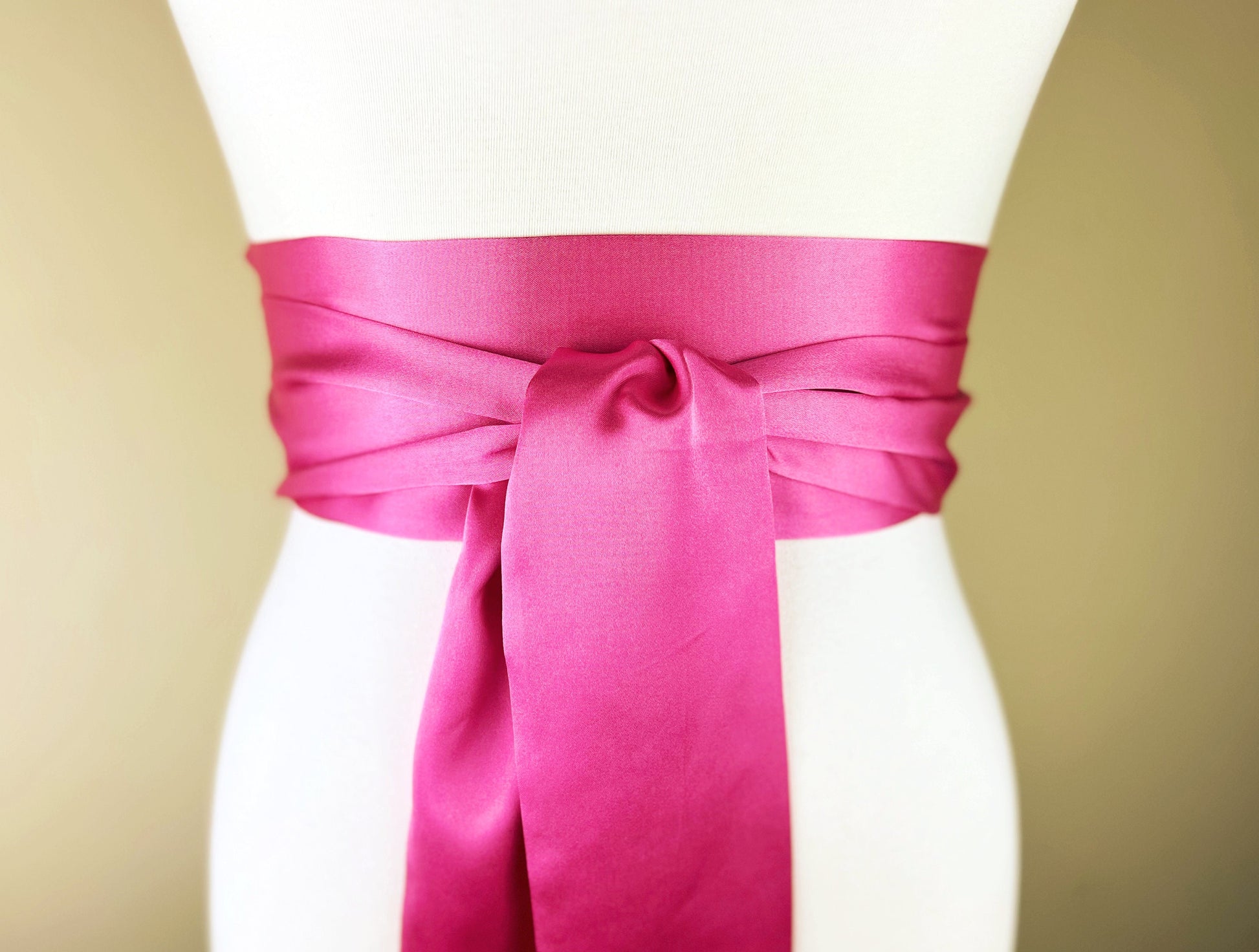 Azalea Pink Sash, Deep Pink Satin Sash, Extra Long Sash Belt, Obi Sash, Dark Pink Wedding Dress Sash, Pink Bridesmaid Sash, Satin Swank