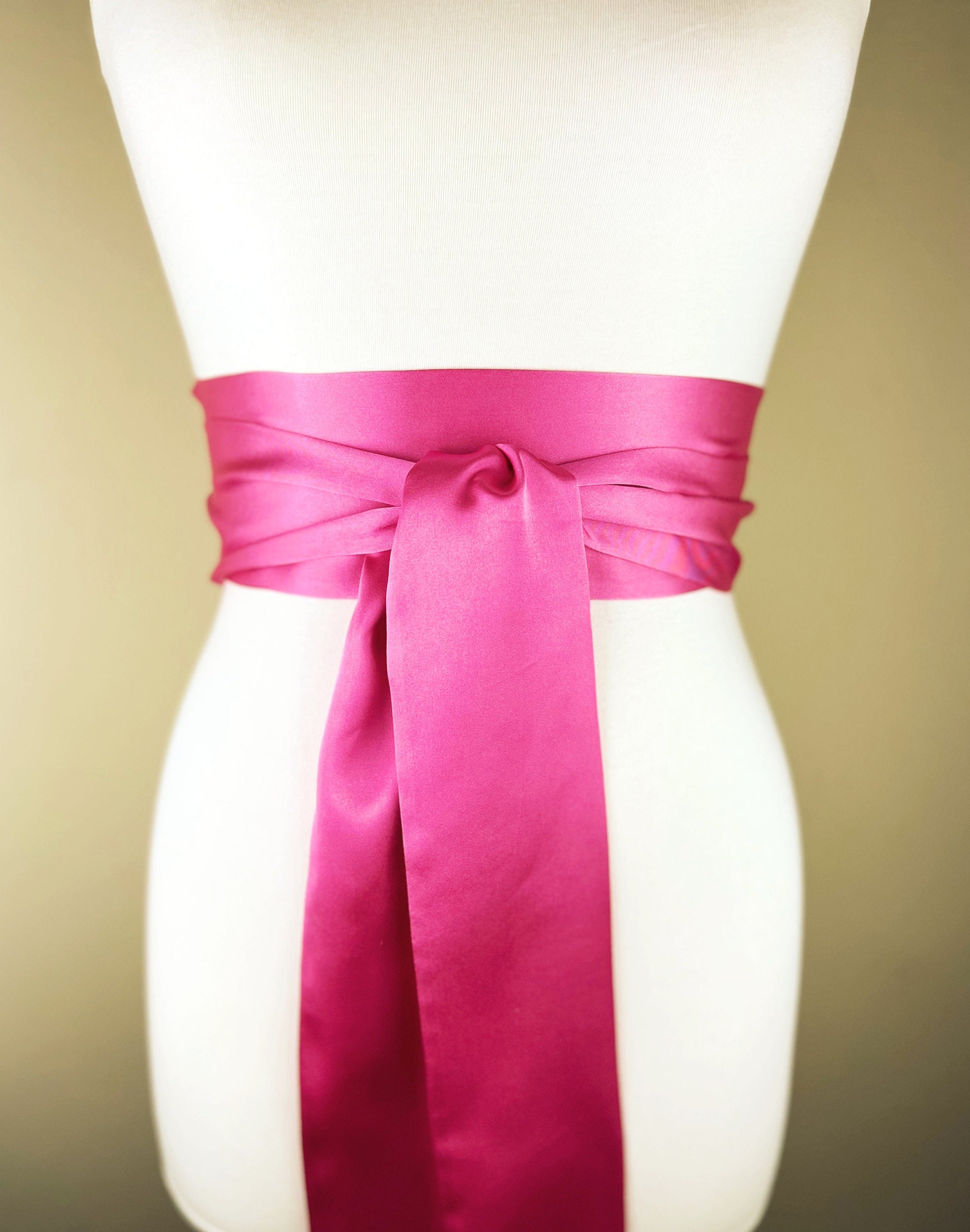 Azalea Pink Sash, Deep Pink Satin Sash, Extra Long Sash Belt, Obi Sash, Dark Pink Wedding Dress Sash, Pink Bridesmaid Sash, Satin Swank