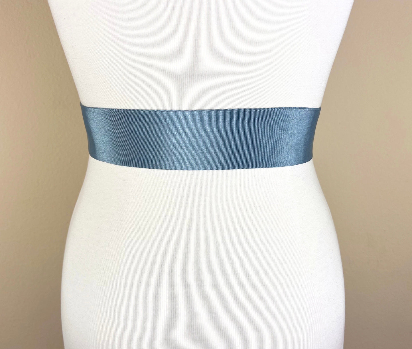 Narrow Smoke Blue Satin Sash, Ribbed Smoke Blue Sash Belt, Blue Gray Wedding Dress Sash, Bridal Sash, Gray Blue Satin Sash Belt, Satin Swank