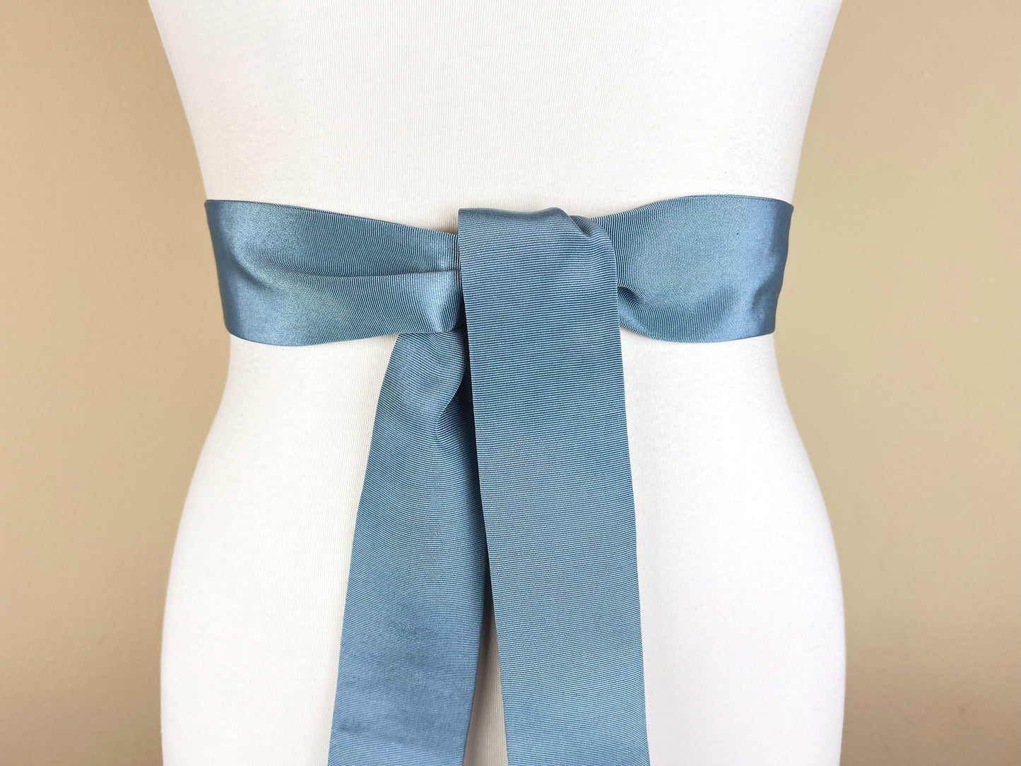 Narrow Smoke Blue Satin Sash, Ribbed Smoke Blue Sash Belt, Blue Gray Wedding Dress Sash, Bridal Sash, Gray Blue Satin Sash Belt, Satin Swank