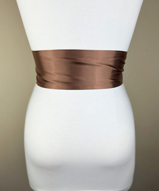 Chestnut Brown Satin Sash, Light Brown Sash Belt, Wide Brown Wedding Dress Sash, Bridal Sash, Mocha Satin Belt, Bridesmaid Sash, Satin Swank