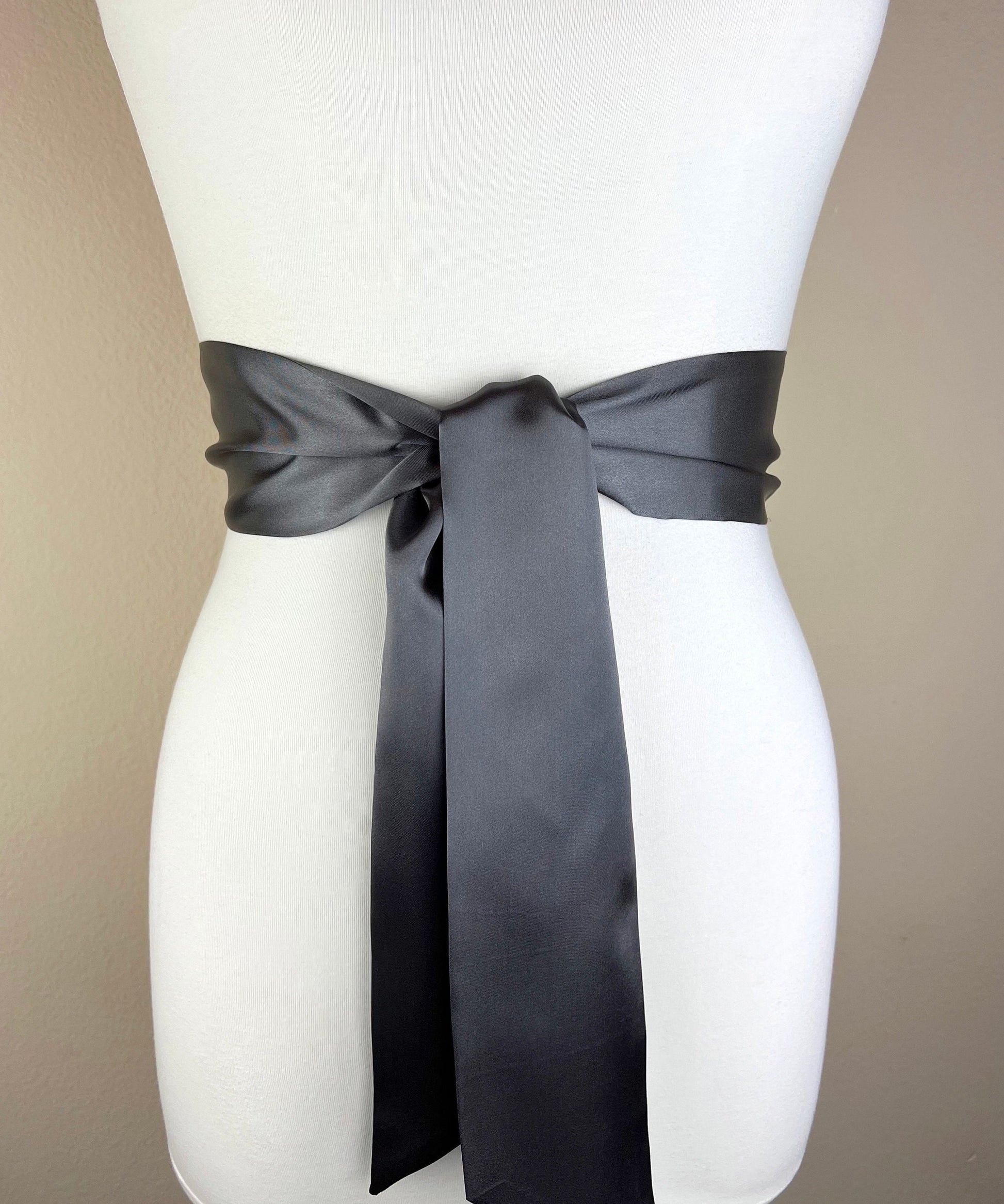 Charcoal Gray Sash Belt, Dark Gray Satin Sash, Gray Wedding Dress Sash, Gunmetal Gray Bridal Sash, Charcoal Satin Sash, Satin Swank