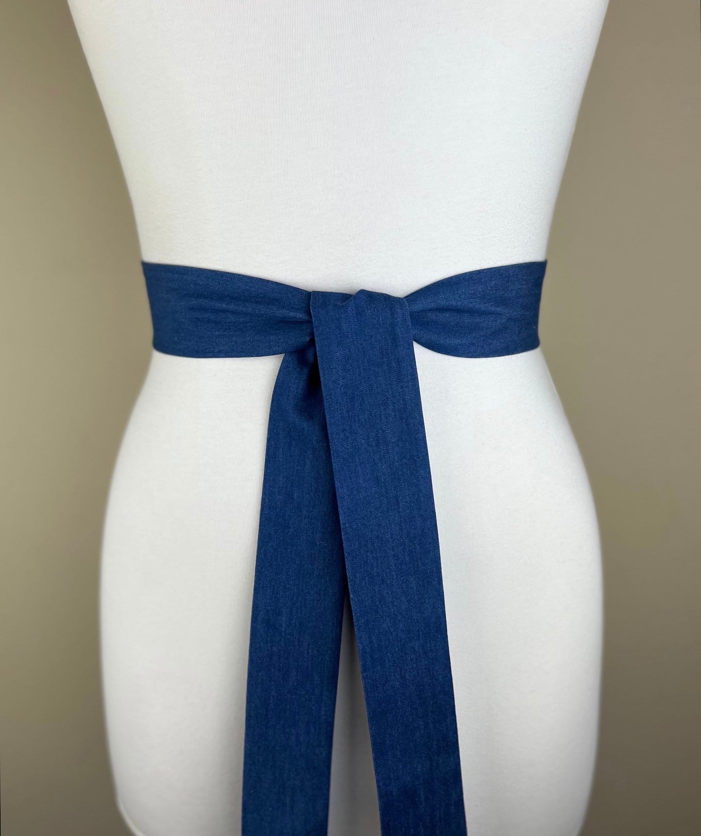 Narrow Denim Sash, Medium Wash Denim Sash, Denim Belt, Denim Accessories, Indigo Sash Belt, Indigo Accessories, Denim Belt, Satin Swank