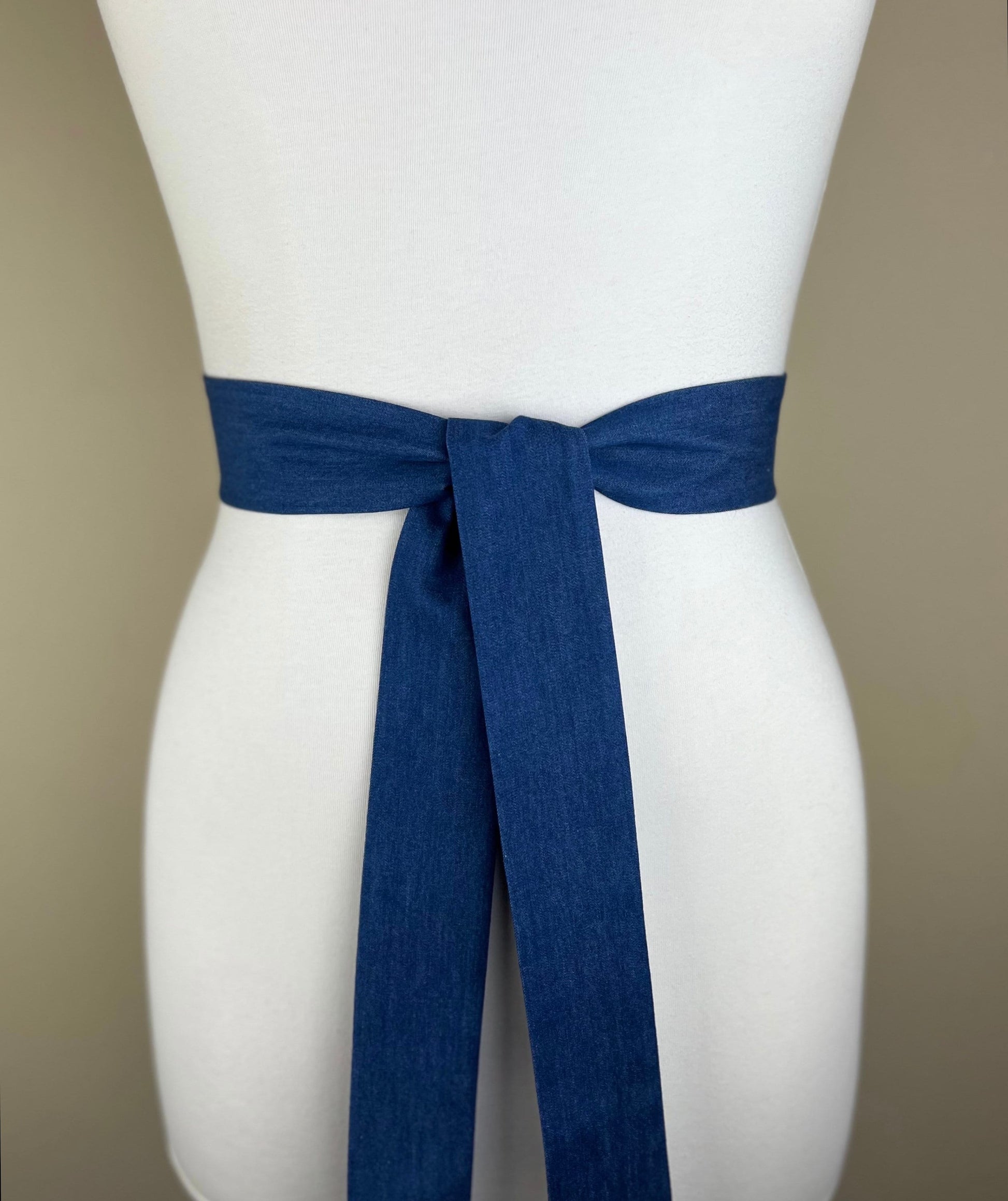 Narrow Denim Sash, Medium Wash Denim Sash, Denim Belt, Denim Accessories, Indigo Sash Belt, Indigo Accessories, Denim Belt, Satin Swank