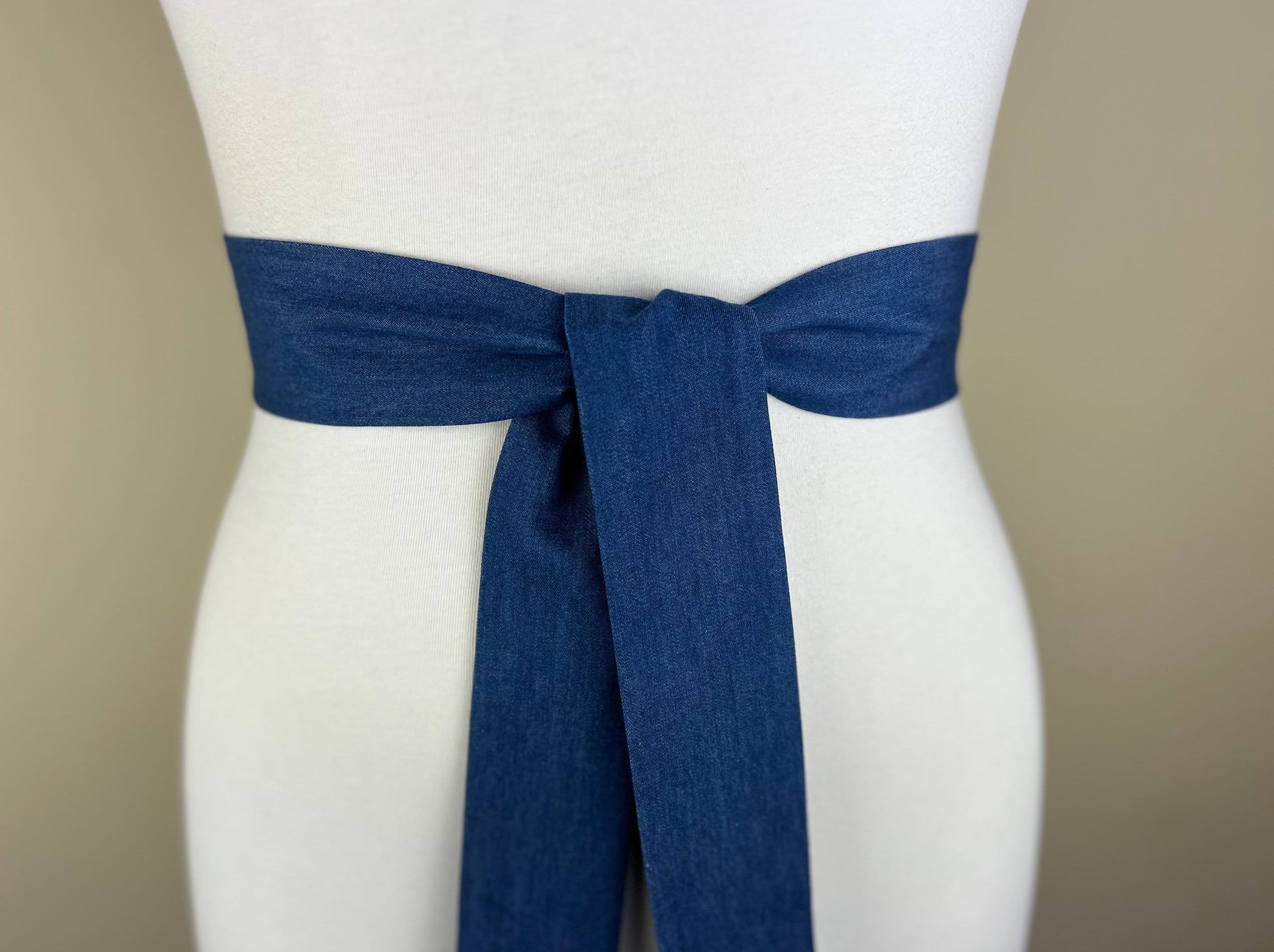 Narrow Denim Sash, Medium Wash Denim Sash, Denim Belt, Denim Accessories, Indigo Sash Belt, Indigo Accessories, Denim Belt, Satin Swank