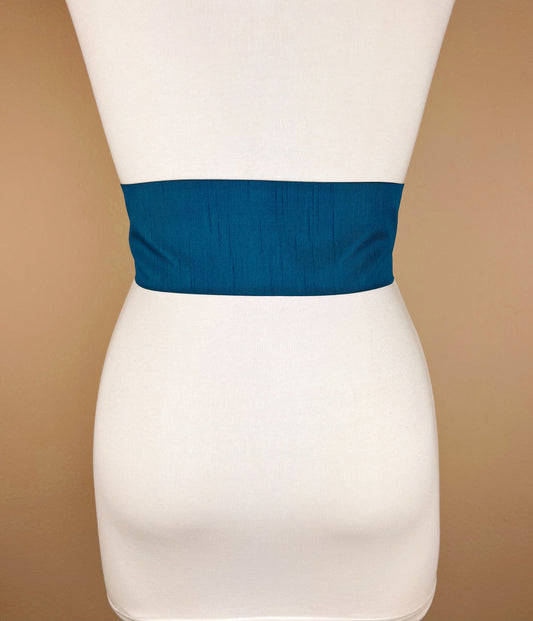 Wide Textured Deep Sea Blue Sash Belt, Dark Blue Dupioni Sash, Blue Dress Sash, Dupioni Fabric Belt, Blue Wedding & Bridesmaid, Satin Swank